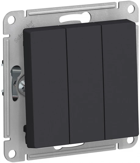 ATN001031 Выключатель встраиваемый трехклавишный (карбон) Systeme Electric AtlasDesign ATN001031