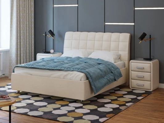 1937192 PROxSON Кровать Volumo без основания (Ткань: Велюр Ultra Песочный) 90x200