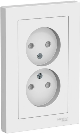 ATN000122 Розетка встраиваемая двойная без заземления со шторками (белый) Systeme Electric AtlasDesign ATN000122