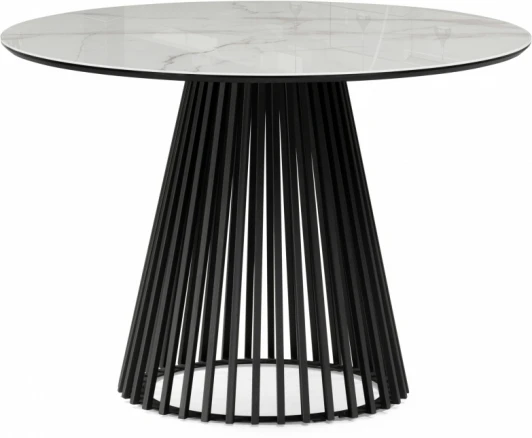 612161 Стол стеклянный Notta Нэнси 110 белый мрамор / черный арт.612161