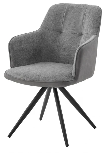 472M06082 Стул НОРМАН 360 град., цвет BELLA-13/CYPRUS-10 серый, шенилл/замша / черный каркас M-City 64625