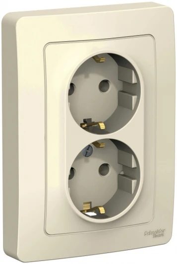 BLNRS001022 Розетка встраиваемая двойная с заземлением (молочный) Systeme Electric Blanca BLNRS001022