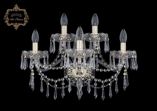 10.23.3+2.200.XL.Gd.Dr Бра Art Classic 10.23 10.23.3+2.200.XL.Gd.Dr (220V, хрусталь, подвески, подсвечник, свеча)