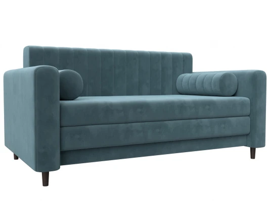 129744 Диван прямой Лига-070 (ЛДСП,Брус,Фанера/Дерево/Велюр/Бирюзовый) Лига Диванов 129744