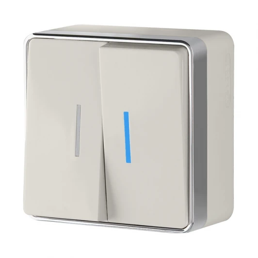 W5020103 Выключатель двухклавишный с подсветкой Gallant (слоновая кость) Werkel W5020103 (a051550)