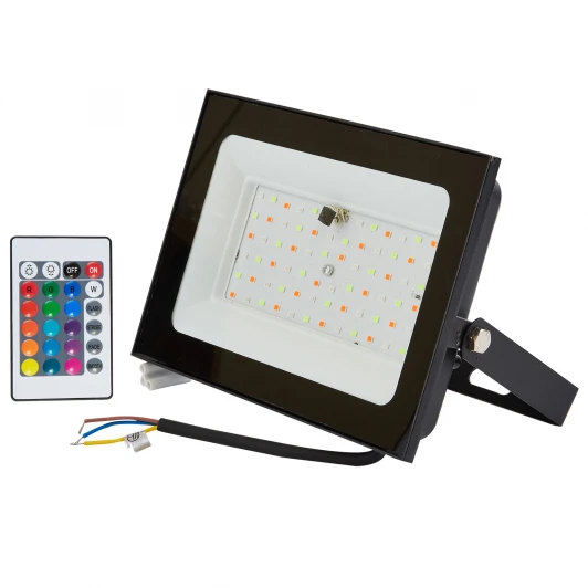 ULF-F60-50W/RGB IP65 200-240В BLACK N1 Прожектор уличный светодиодный мультиколор с ПДУ черный Uniel ULF-F60-50W/RGB IP65 200-240В BLACK N1