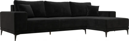 122401 Диван угловой Льюес правый (Черный/Велюр) Лига Диванов арт.122401