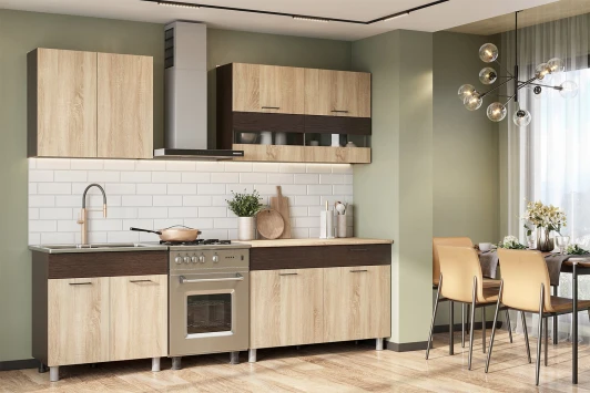00-00162618 Готовая кухня Арника Босфор 2.0 м, Дуб венге, Дуб сонома