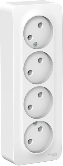 BLNRA000411 Розетка накладная четверная без заземления (белый) Systeme Electric Blanca BLNRA000411