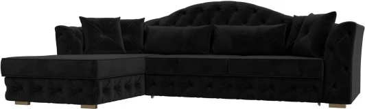 121581L Диван угловой Артис левый угол (Черный/Велюр) Лига Диванов арт.121581L