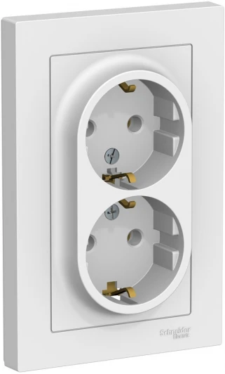 ATN000124 Розетка встраиваемая двойная с заземлением (белый) Systeme Electric AtlasDesign ATN000124