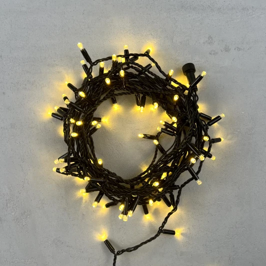 PST100CAP-11-2GL Гирлянда Нить с колпачком 10м золотой, 100 LED, провод черный ПВХ, IP65 Laitcom PST100CAP-11-2GL