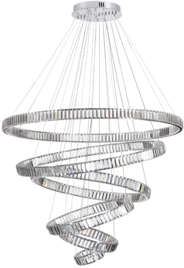 4930/260L Подвесная люстра ярусная большая в виде спирали Odeon Light Vekia 4930/260L хром/прозрачный металл/хрусталь LED 260W VEKIA (220V, на тросе, спираль)