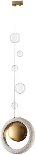 5443/1 Подвесной светильник Odeon Light Saturn 5443/1 сатинированн.латунь/беж./металл/полирезин/стекло 1*G9 LED*6W