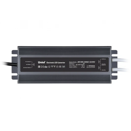 UET-VAF-150A67 12V IP67 2 выхода Блок питания ультратонкий 150Вт Uniel UET-VAF-150A67 12V IP67 2 выхода
