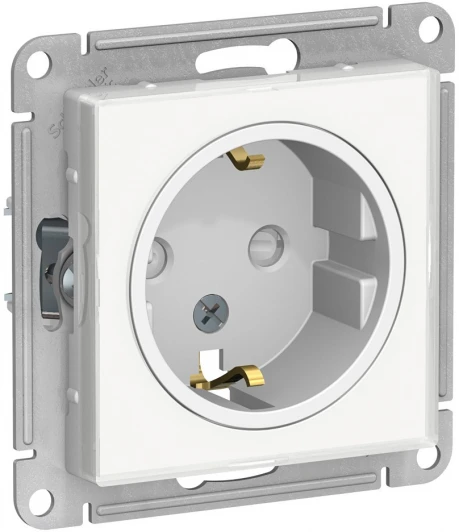 ATN200145 Розетка встраиваемая с заземлением и шторками (белый) Systeme Electric AtlasDesign ATN200145