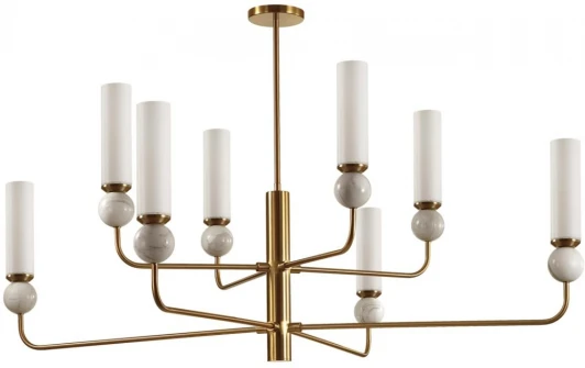 4359/8 Потолочная люстра на штанге Odeon Light Lolla 4359/8 под латунь/металл/стекло/белый мрамор IP20 8* E14 40W 220V (шарики)