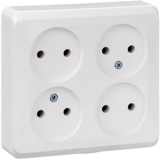 PA16-205B Розетка накладная четверная без заземления (белый) Systeme Electric Etude PA16-205B