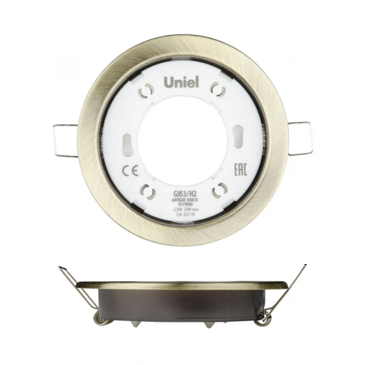 GX53/H2 ANTIQUE BRASS 10 PROM Встраиваемый точечный светильник Uniel GX53/H2 ANTIQUE BRASS 10 PROM (220V, круглые)