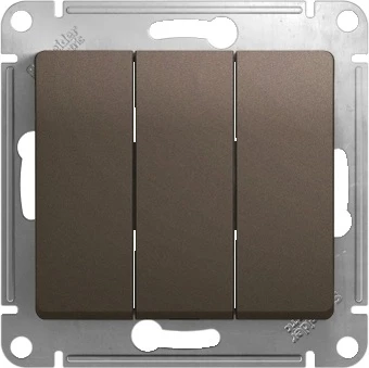 GSL000831 Выключатель встраиваемый трехклавишный (шоколад) Systeme Electric Glossa GSL000831