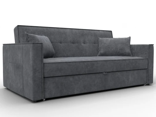 134880 Диван прямой Лига-104 (160) (ЛДСП,Брус,Фанера,Велюр/Темно-серый) Лига Диванов 134880