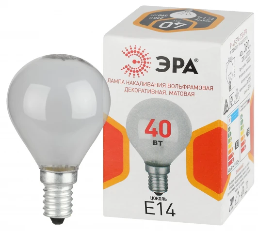 P-40-E14-230-FR Лампочка накаливания E14 40W ЭРА P-40-E14-230-FR