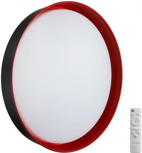 7710/EL Настенно-потолочный светильник Sonex Tuna Red 7710/EL пластик/белый/красный LED 70Вт 3000-6000К D500 IP43 пульт ДУ (220V, круглые)