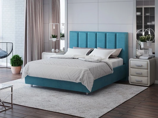 1909203 PROxSON Кровать Routa без основания (Ткань: Велюр Лофти Лазурь) 200x190