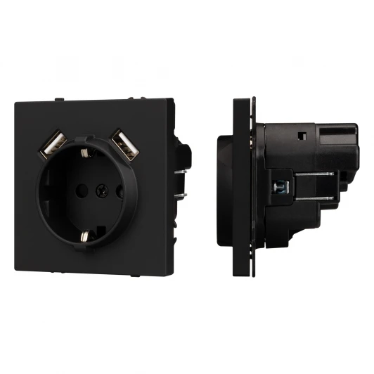 054289 Механизм розетки с USB зарядкой SCT-NOBE-MUAA-SFPL-BK (230V, 16A) (Arlight) 054289