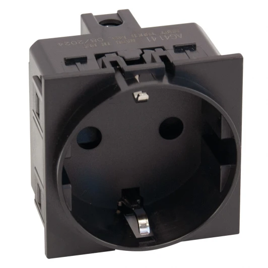 AG4141 Розетка 220V с/з со шторками винтовой зажим 16A (черный матовый) Meiton AG4141