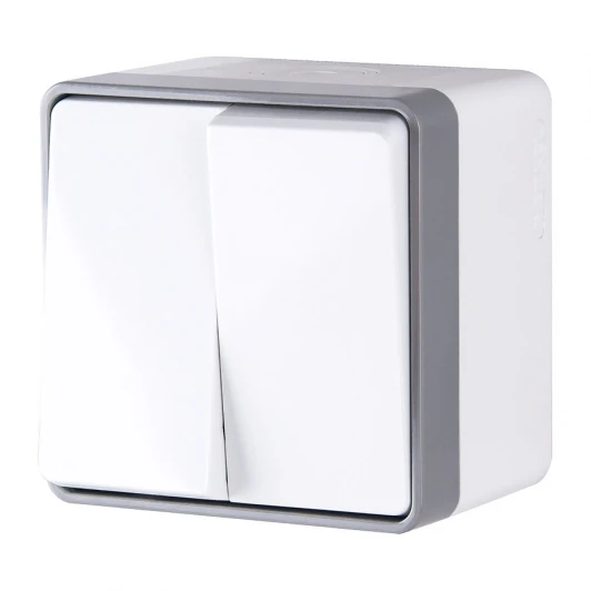 W5020201 Выключатель двухклавишный влагозащищенный Gallant (белый) W5020201 (a051576)