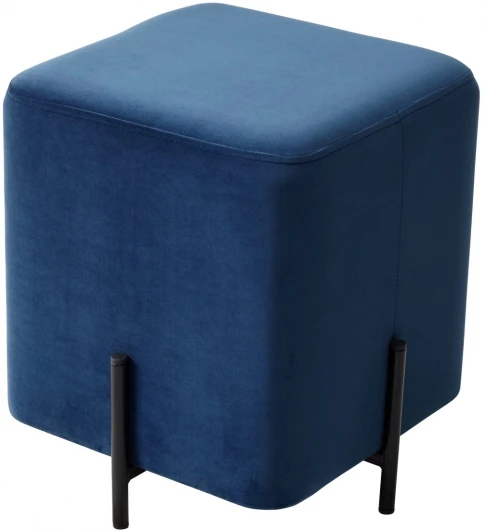 461MC04219 Пуфик для гостиной M-City ФЕЛИКС квадратный синий #29, велюр / черный каркас