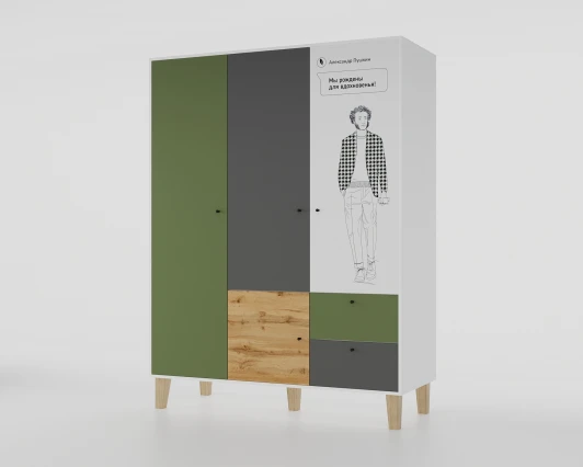 102093 Шкаф Пушкин 149, белый шёлк МАМА STORY 102093