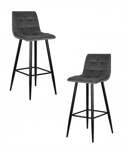LML-8078-N_B-M_V-108-91 Набор 2 шт стул барный DOBRIN NICOLE (черные матовые ножки, темно-серый велюр (108-91))