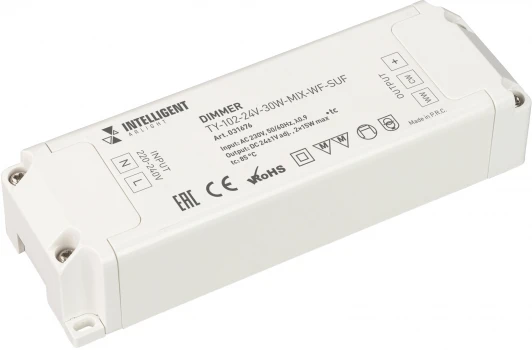 031676 INTELLIGENT Диммер TY-102-24V-30W-MIX-WF-SUF (230V, WIFI, 433MHz, 2x0.6A) (IARL, Пластик) 031676