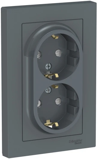 ATN000726 Розетка встраиваемая двойная с заземлением (грифель) Systeme Electric AtlasDesign ATN000726