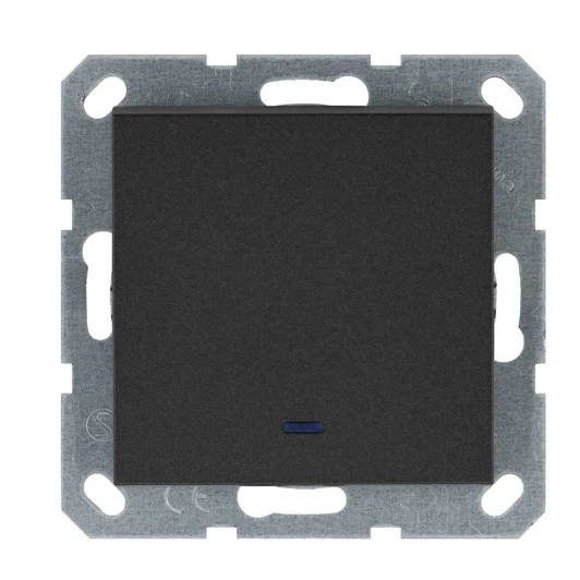 G3012NB Выключатель одноклавишный проходной с подсветкой (антрацит) Jasmart G-Classic G3012NB