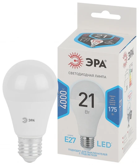 LED A65-21W-840-E27 Лампочка светодиодная E27 21W ЭРА LED A65-21W-840-E27