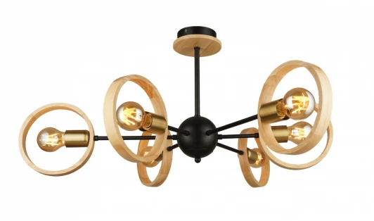 MD.4465-6-S-BK+WOOD Потолочная люстра Imex MD.4465-6-S-BK+WOOD