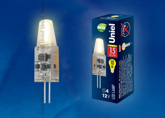 LED-JC-12/1,5W/WW/G4/CL SIZ05TR Лампочка светодиодная капсульная прозрачная G4 1,5W 3000K Uniel LED-JC-12/1,5W/WW/G4/CL SIZ05TR