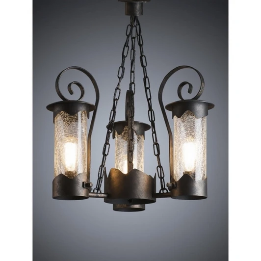 210-93/bc-06 Кованый уличный светильник подвесной в виде керосиновой лампы Русские фонари Lion 210-93/bc-06 (220V, на цепи, фонарь, под старину, керосиновая лампа)