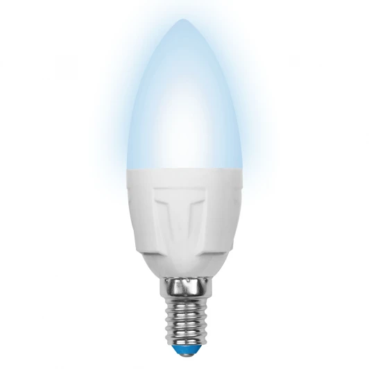 LED-C37-7W/NW/E14/FR PLP01WH картон Лампочка светодиодная свеча белая E14 7W 4500K Uniel LED-C37-7W/NW/E14/FR PLP01WH