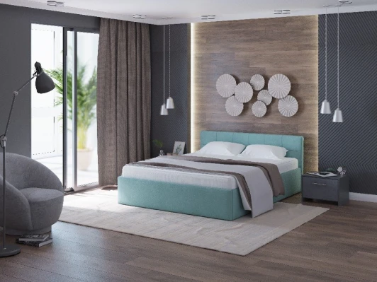 1937961 PROxSON Кровать Domo Plus (Ткань: Велюр Monopoly Мятный лёд (670)) 90x200