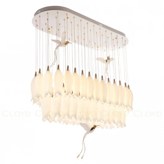 11238 Подвесная люстра ярусная каскадная (цветы, птички) Cloyd Argana 11238 (220V, на проводе, цветы, птички)
