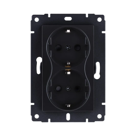REA-032BM Розетка штепсельная SCHUKO двойная 16A/250 В черный матовый Kollinger REA-032BM для Aspekt, Eleganz, Reflex