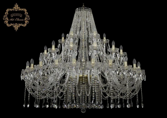 11.12.24+12+6.530.Gd.Sp Подвесная большая люстра Art Classic 11.12 11.12.24+12+6.530.Gd.Sp (220V, хрусталь, на цепи, подсвечник, свеча)