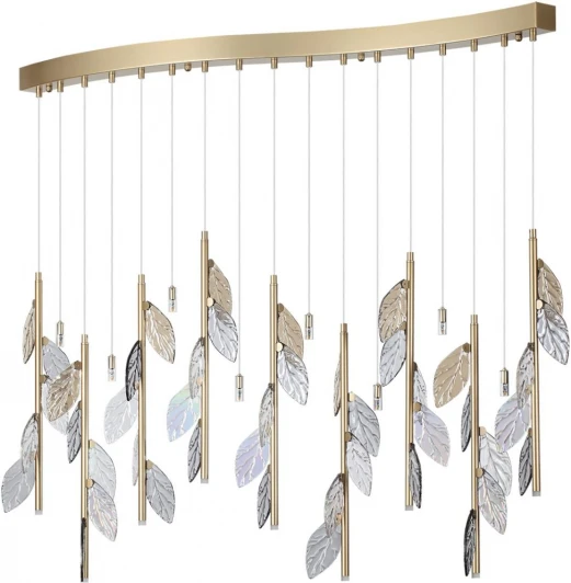 5445/17 Подвесной светильник Odeon Light Listva 5445/17 матов.золото/дымч/прозрачн/коньячн/бензинов./металл/стекло 17*G4 LED*3W 12V (220V, на проводе)