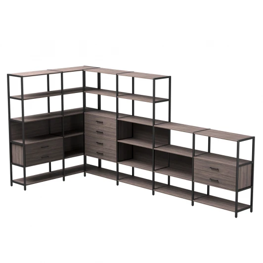 254ST18DK9005 Набор стеллажных систем №18 Everprof EVO (ЭВО) 1635x3630x1840 Дуб Пасадена/Черный 254ST18DK9005