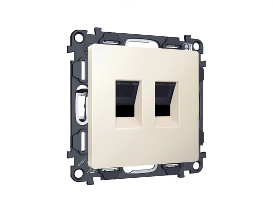 MA332110 Комплект механизма двойной Ethernet RJ-45 розетки с автоматической защитной шторкой встраиваемый (бежевый матовый) Ambrella Volt QUANT MA332110