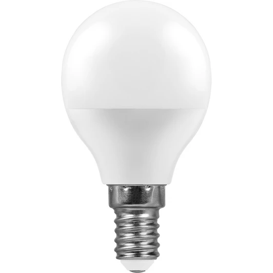 25802 Лампочка светодиодная шар белая колба E14 9 Вт 4000K нейтральное белое свечение Feron 25802